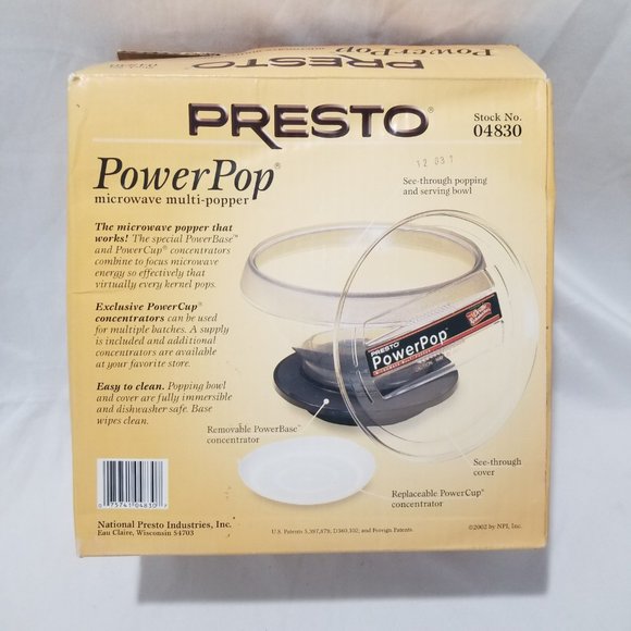 Vtg 2002 Presto Power Pop Microwave Multi-Popper Popcorn Maker #04830 - Picture 12 of 15